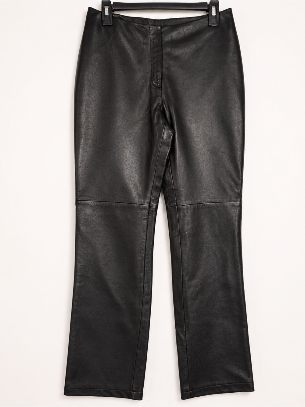 Bebe Genuine Leather Straight Leg Pants Black Low Rise Y2K 8